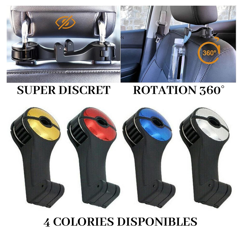 Crochet d'appui-tête de siège de voiture a rotation 360° super discret / SEAT HOOK™ - equipeauto64.com