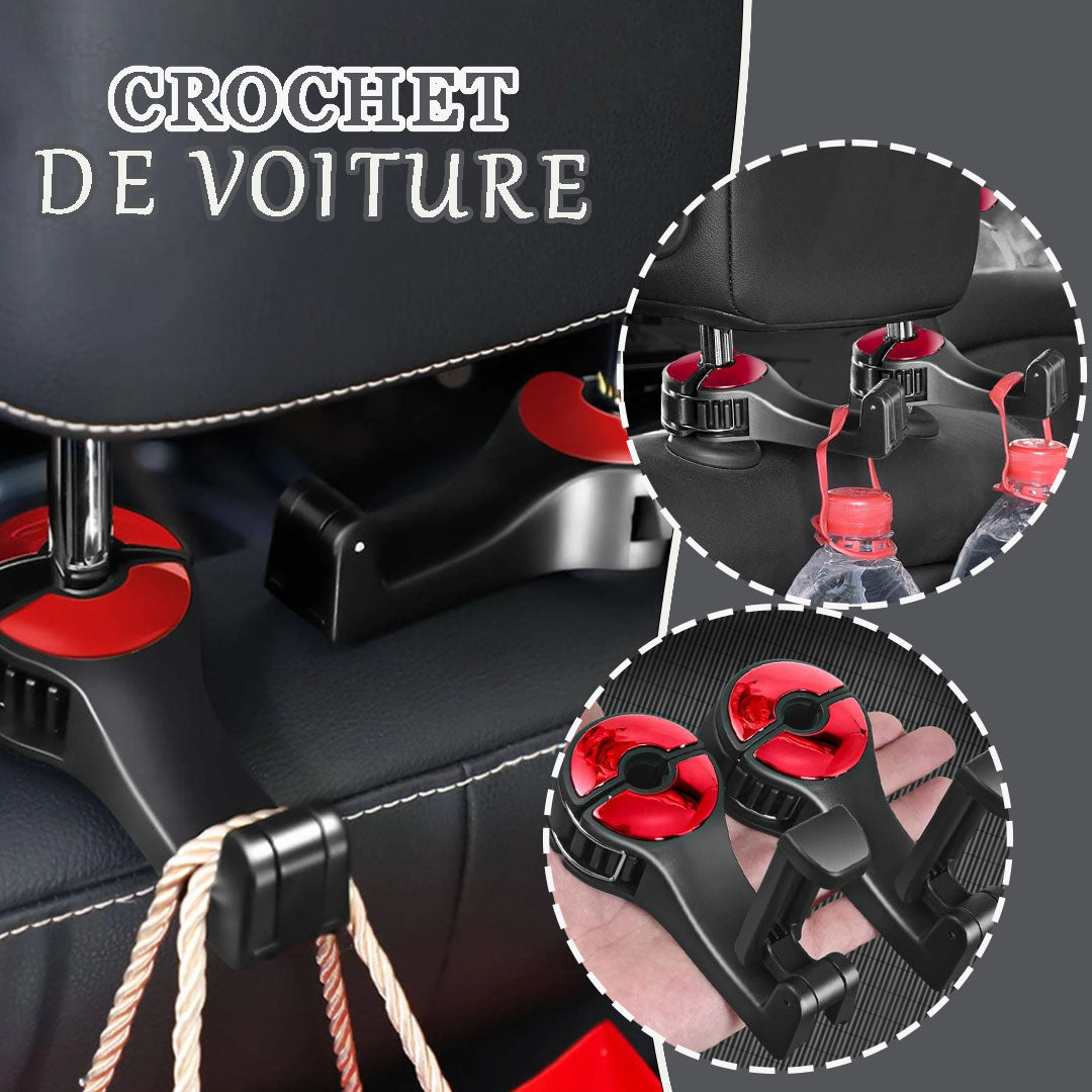 Crochet d'appui-tête de siège de voiture facile a installer / SEAT HOOK™ - equipeauto64.com